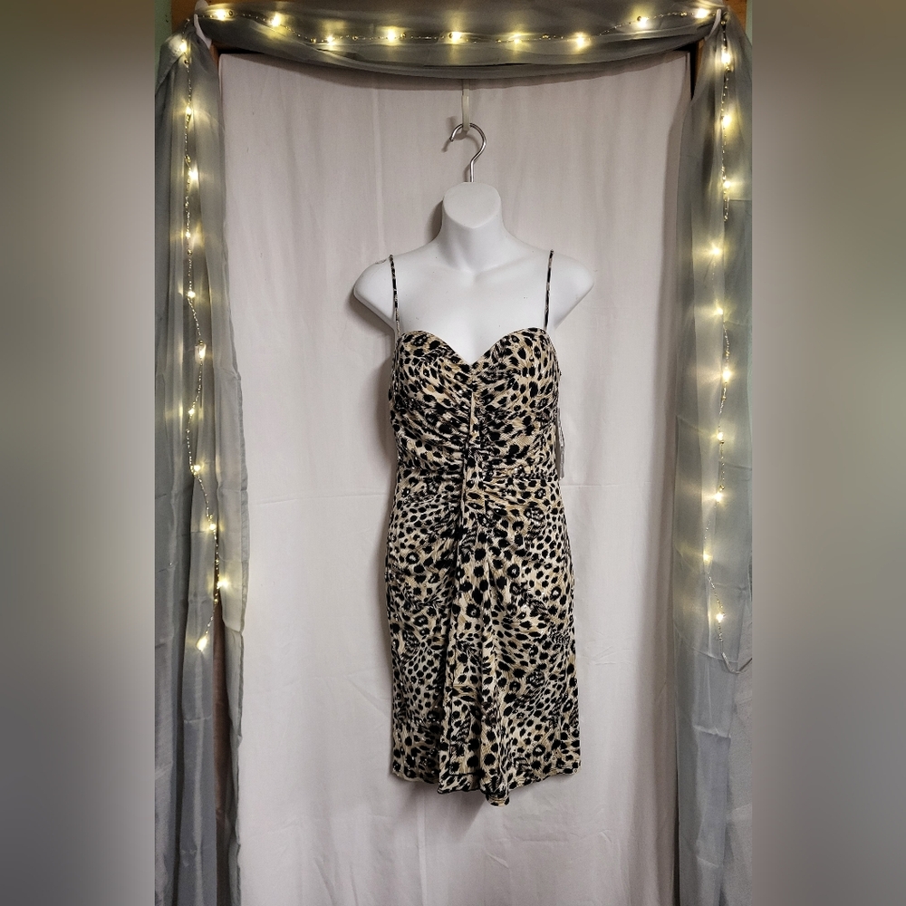 Leopard print mini sequin dress